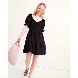 Madewell Linen-Blend Lucie Smocked Mini Dress